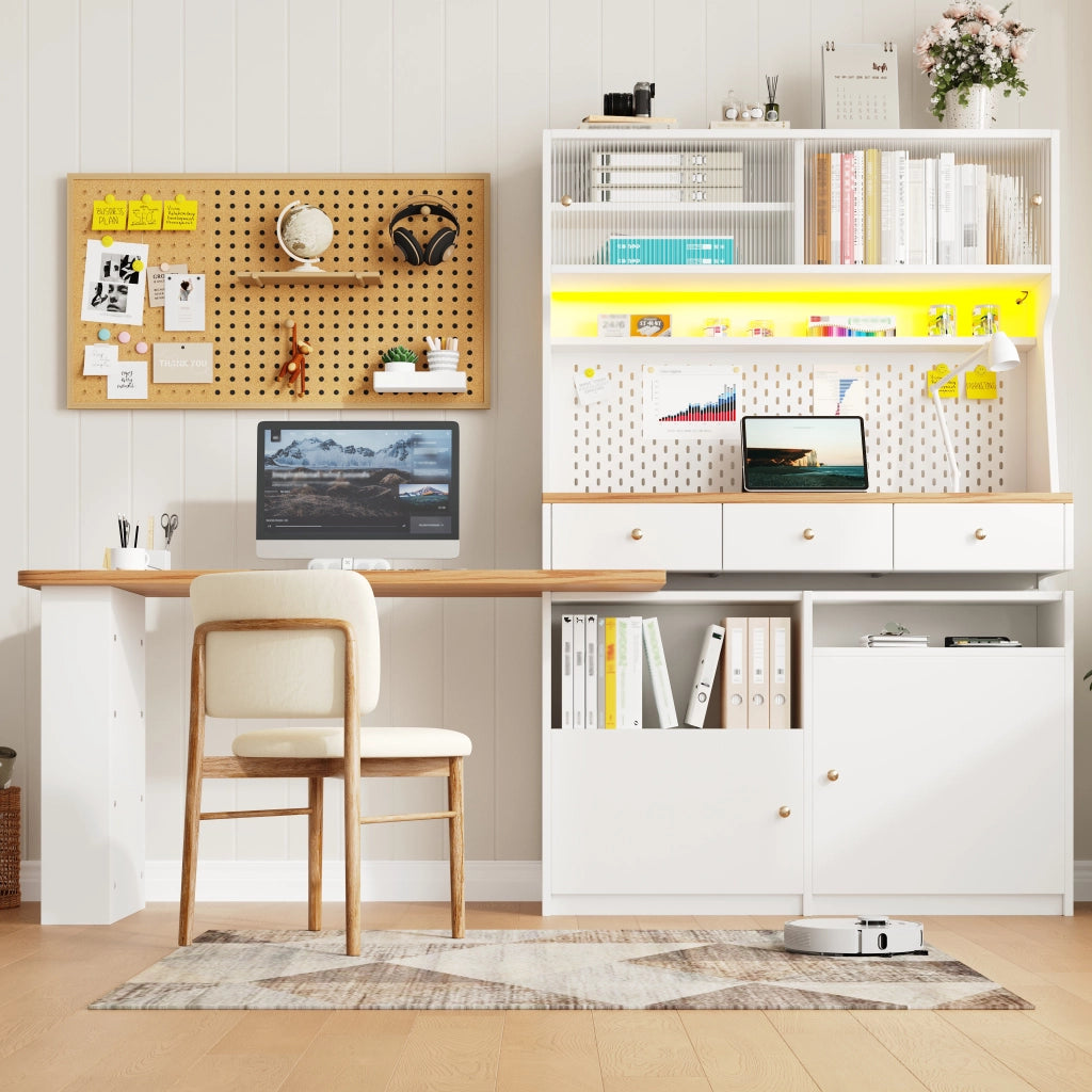ARMADIO CUCINA 137x45x178 cm Bianco in MDF con LED
