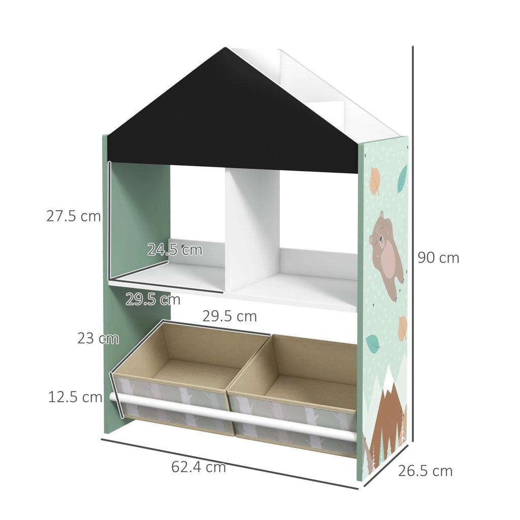 EasyComfort Scaffale Portagiochi per Bambini con Ripiani e Cassetti Rimovibili, Verde