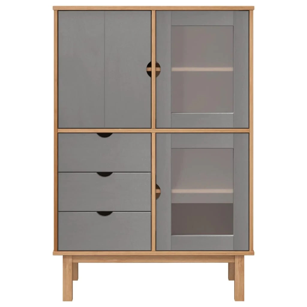Buffet credenza cassettiera mobile contenitore organizer cucina soggiorno soggiorno alto e 85 x 43 x 125 cm in legno massello di pino grigio 02_0035152