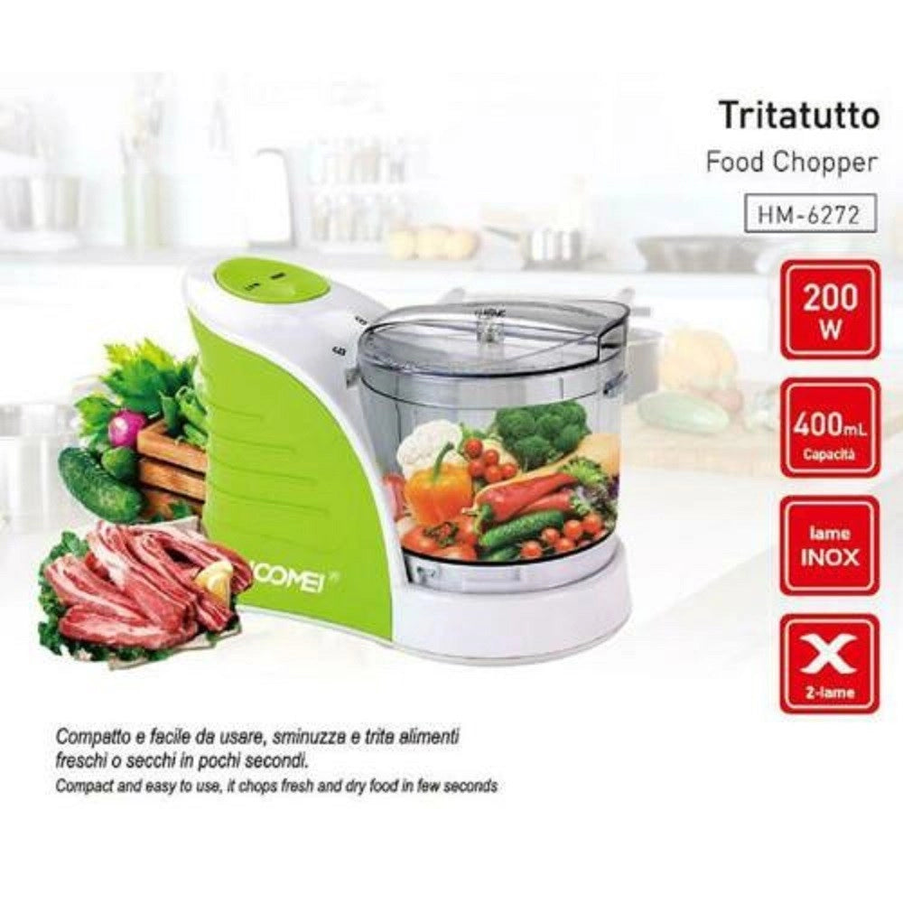 Trade Shop - Tritatutto Tritaverdure Frutta Trita Taglia Verdure 400 Ml 200w Hoomei Hm-6272 -