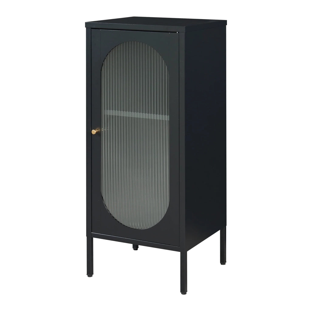 Mobiletto/scaffale in acciaio e vetro con frontale in vetro 102 x 43 x 40 cm nero opaco 03_0008928