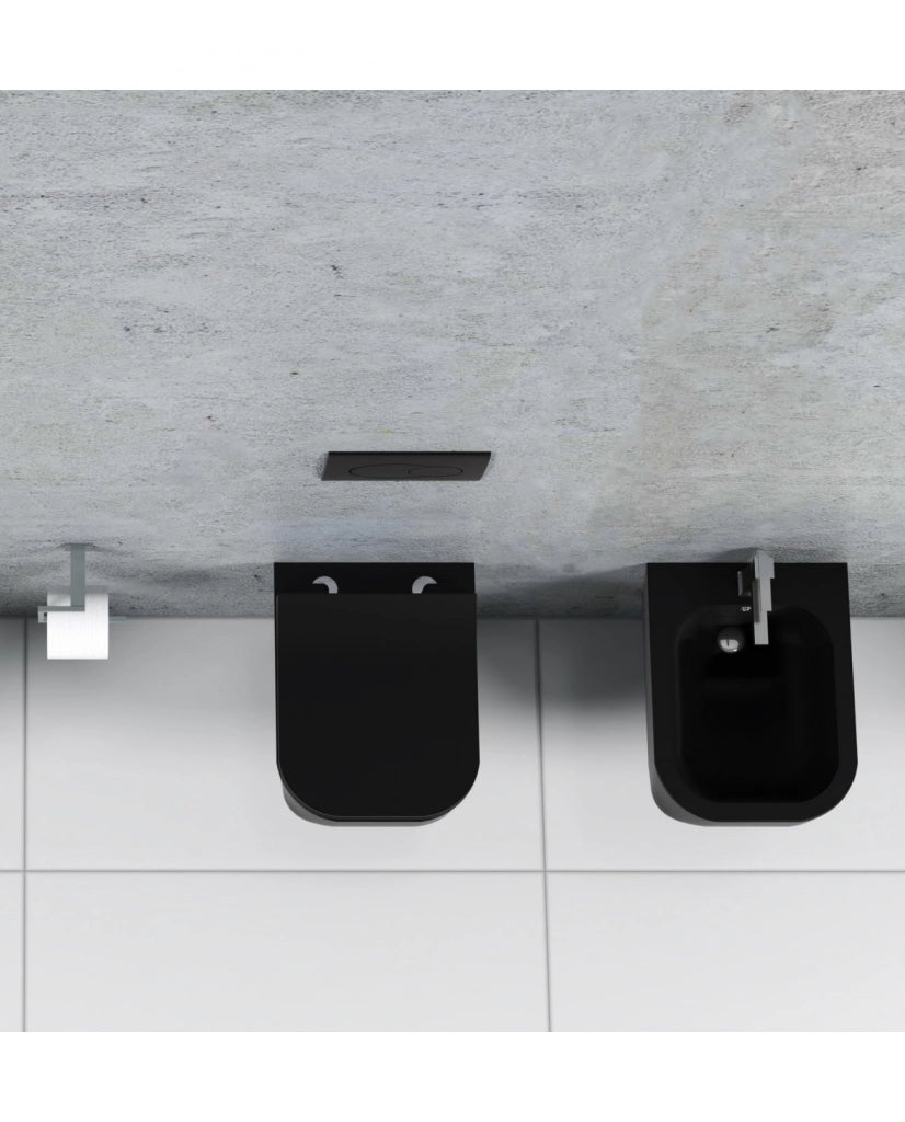 Coppia di sanitari wc e bidet sospesi ceramica nera SICENA SQUARED
