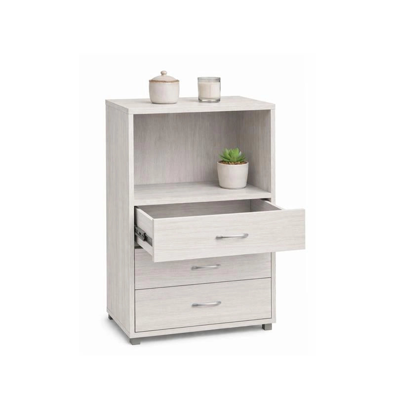 CASSETTIERA 3 CASSETTI E UN RIPIANO IN LEGNO BIANCO DIMENSIONI  60X40X101CM
