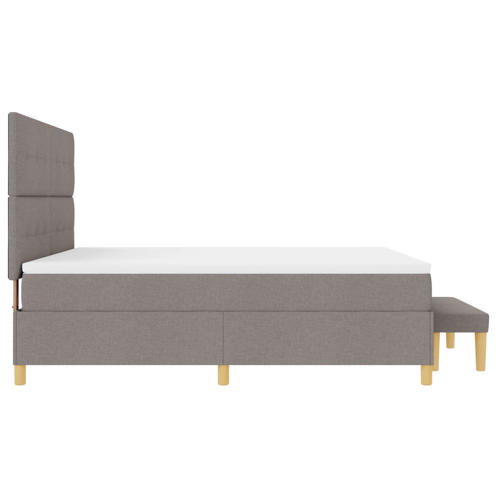 Letto a Molle con Materasso e Panchina Tortora 180x200 cm Tessuto