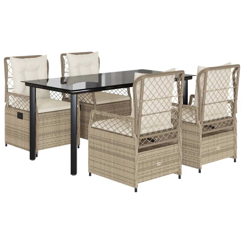 vidaXL Set da Pranzo da Giardino 5 pz con Cuscini Beige in Polyrattan