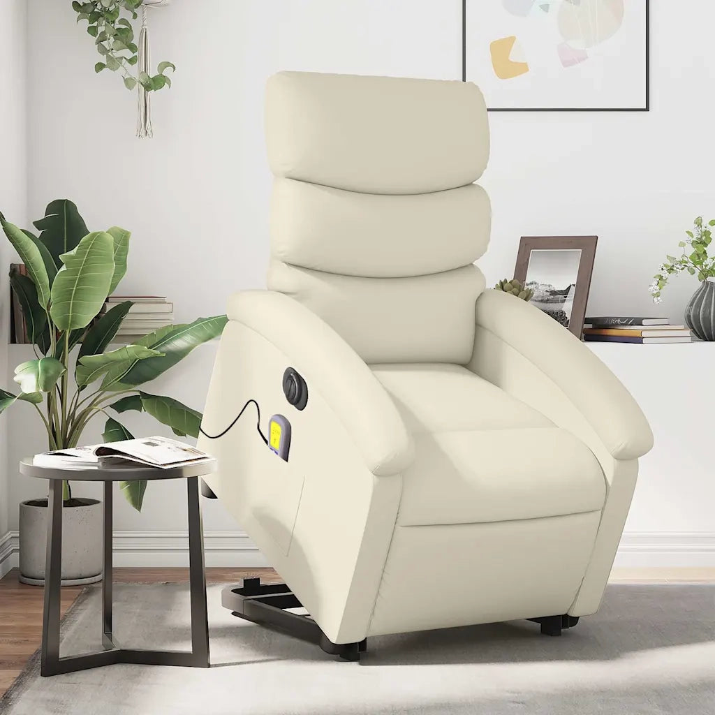 Poltrona Alzapersona Elettrica Reclinabile Crema in Similpelle 3204062
