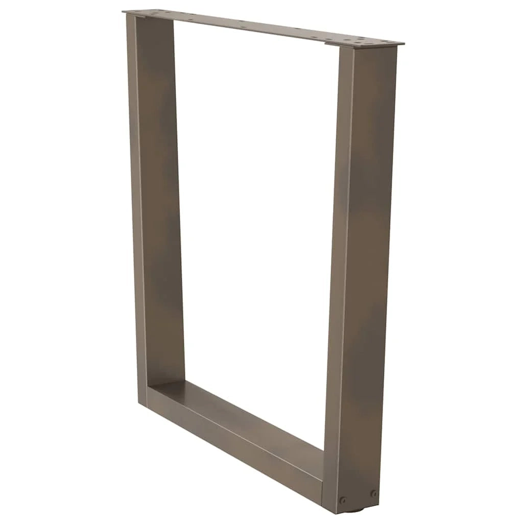 Set di 2 gambe per tavolo da pranzo geometriche modernizzate 90 x 72 cm con piedini regolabili in acciaio naturale 02_0056941