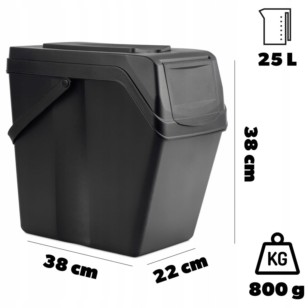 Set di 4 bidoni per la raccolta differenziata KADAX da 25 litri con adesivi