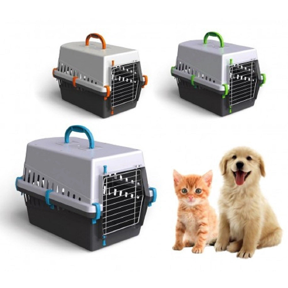 Trade Shop - Trasportino Con Griglia In Metallo Per Cani E Gatti Da Viaggio 50 X 33 X 32 Cm -