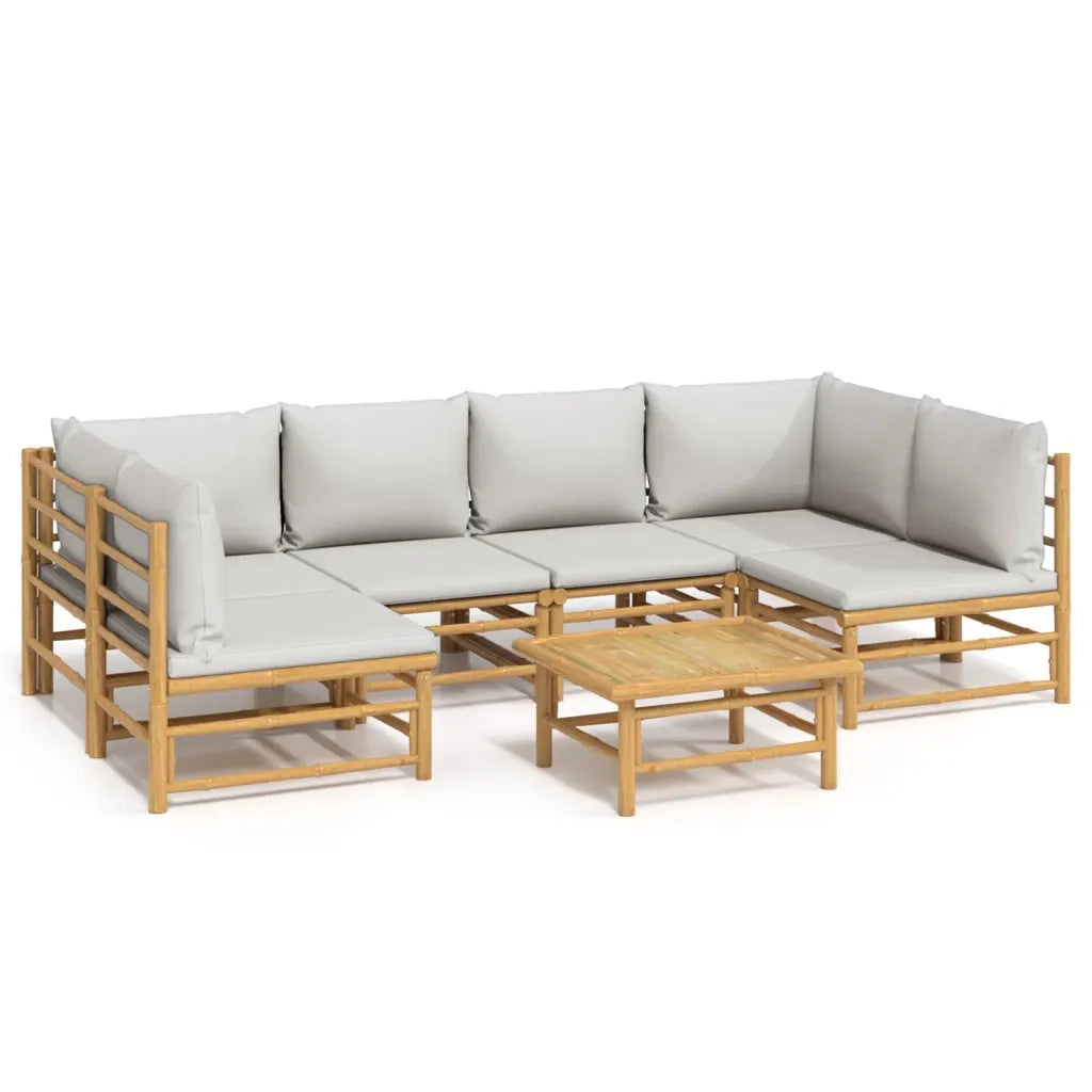 Set Salotto da Giardino 7pz con Cuscini Grigio Chiaro BambÃ¹cod mxl 76308