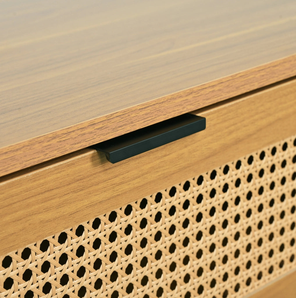 Cassettiera 120x76.5x40 cm con 6 cassetti; design retrò in truciolare; noce