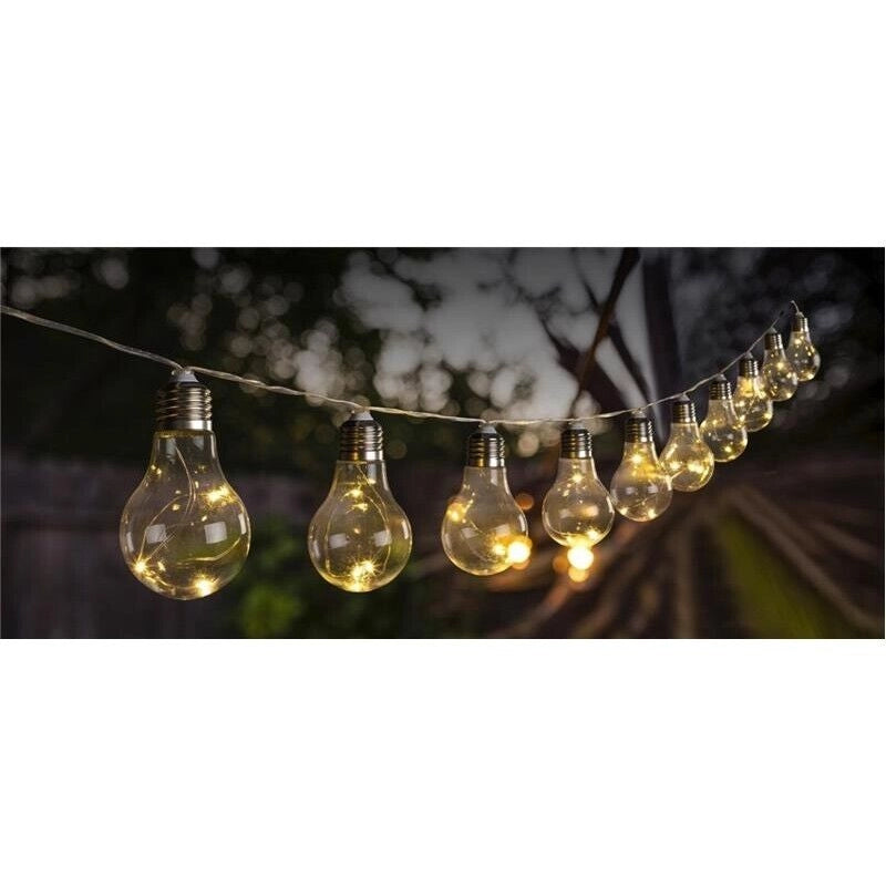 HIGH-TECH CATENA LUMINOSA AD ENERGIA SOLARE CON 10 LAMPADINE 2 MT LUCE CALDA OKX