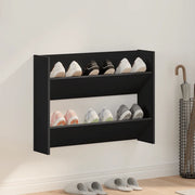 Scarpiera a Muro Nera 80x18x60 cm in Legno Multistrato 806743