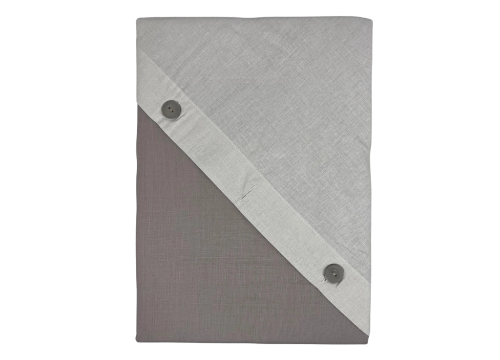 Sacco Copripiumino Bicolor Estate Inverno In 100% Cotone Tinta Unita Amici - Singolo - Tortora