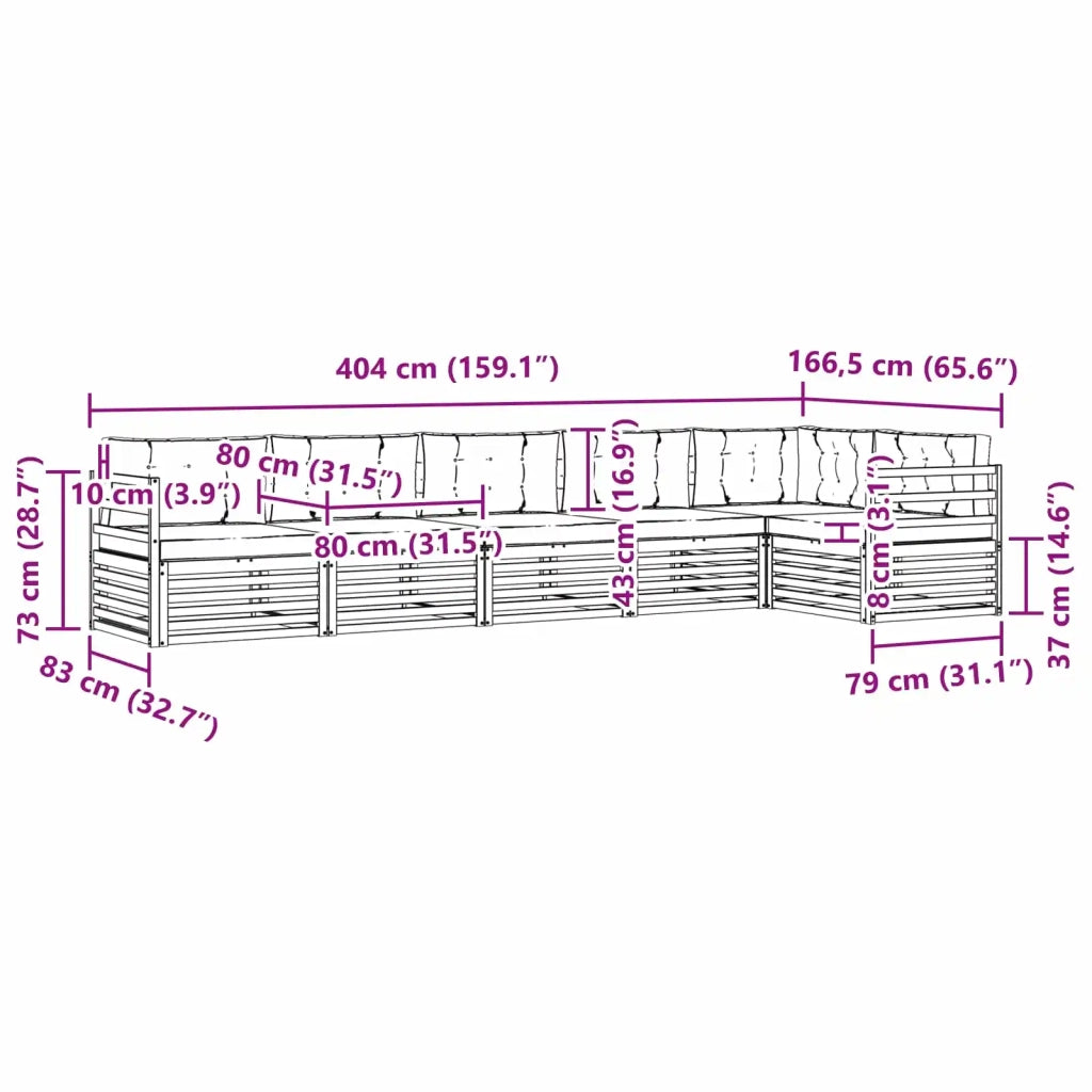 Set di divani da esterno 6 pcs Grigio Naturale e Chiaro 3373521