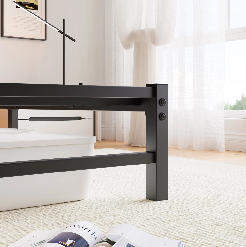Letto matrimoniale 140x200 cm in metallo con LED e USB