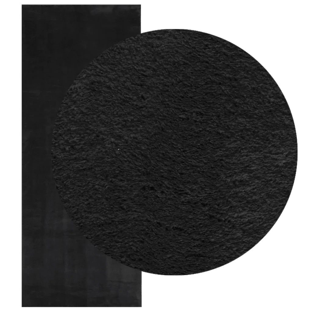 Tappeto a Pelo Corto HUARTE Morbido e Lavabile Nero 80x200 cm 375110