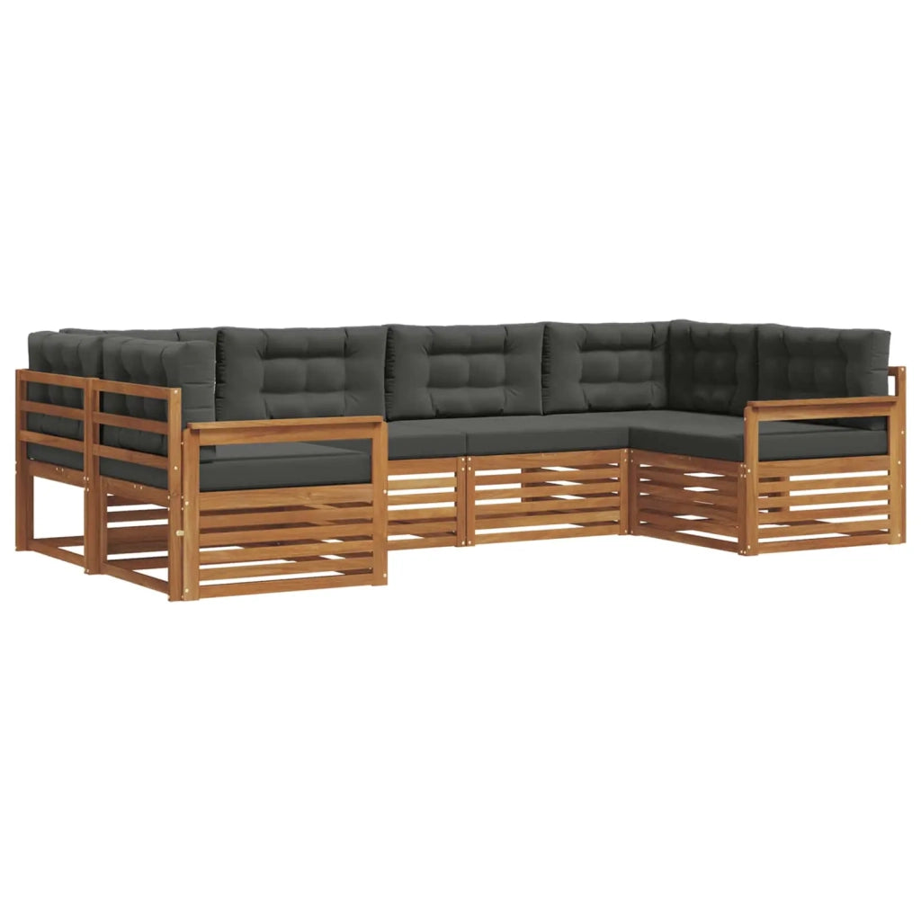 Set di divani da esterno con cuscino 6 pcs Naturale e Antracite 3374007