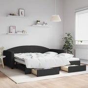 Divano Letto Estraibile con Cassetti-Sofa Letto-Daybed Nero 100x200 cm in Tessuto 745660