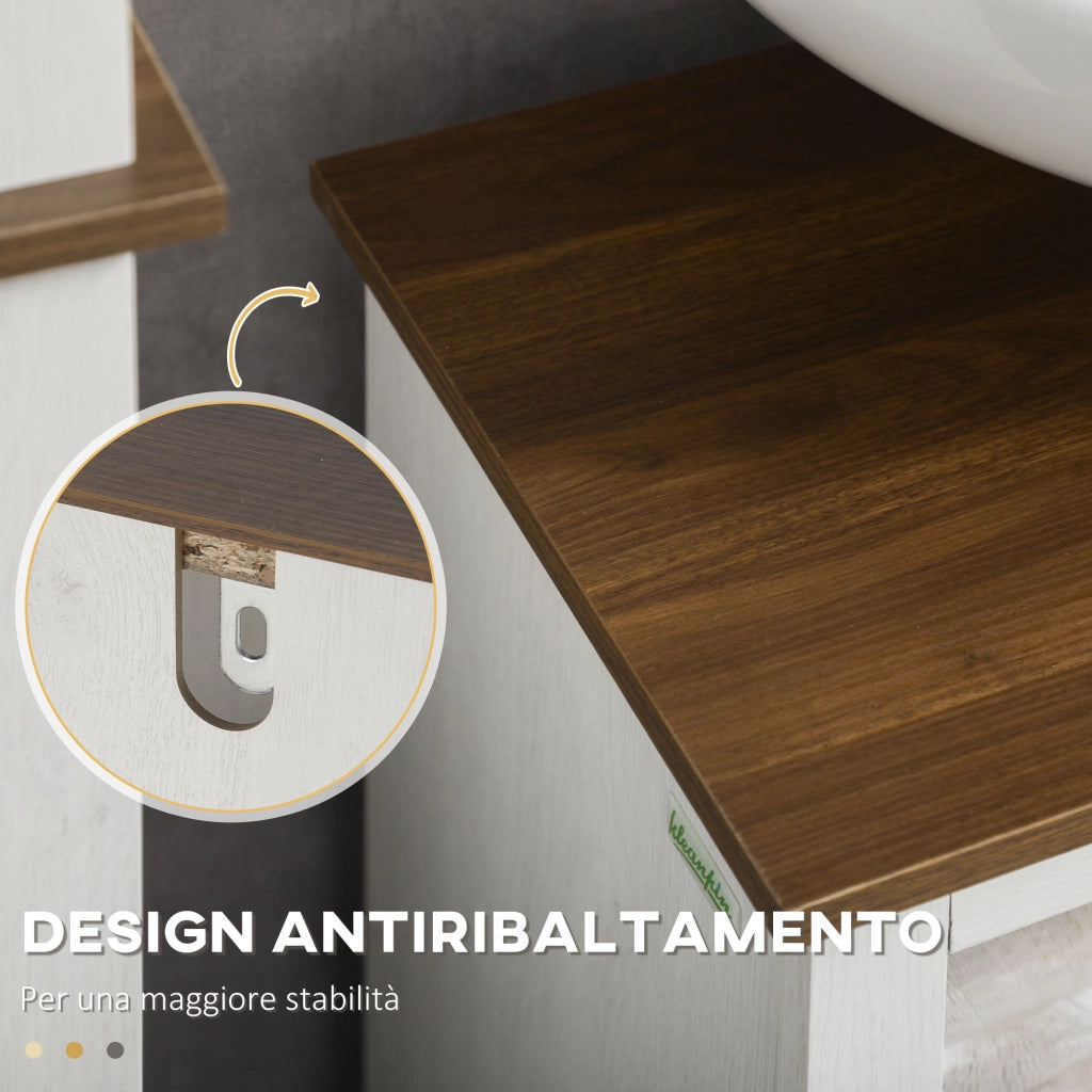 Mobile Bagno con Armadietto e Ripiano ¨C Minimal ¨C Truciolato Bianco 60x30x60 cm