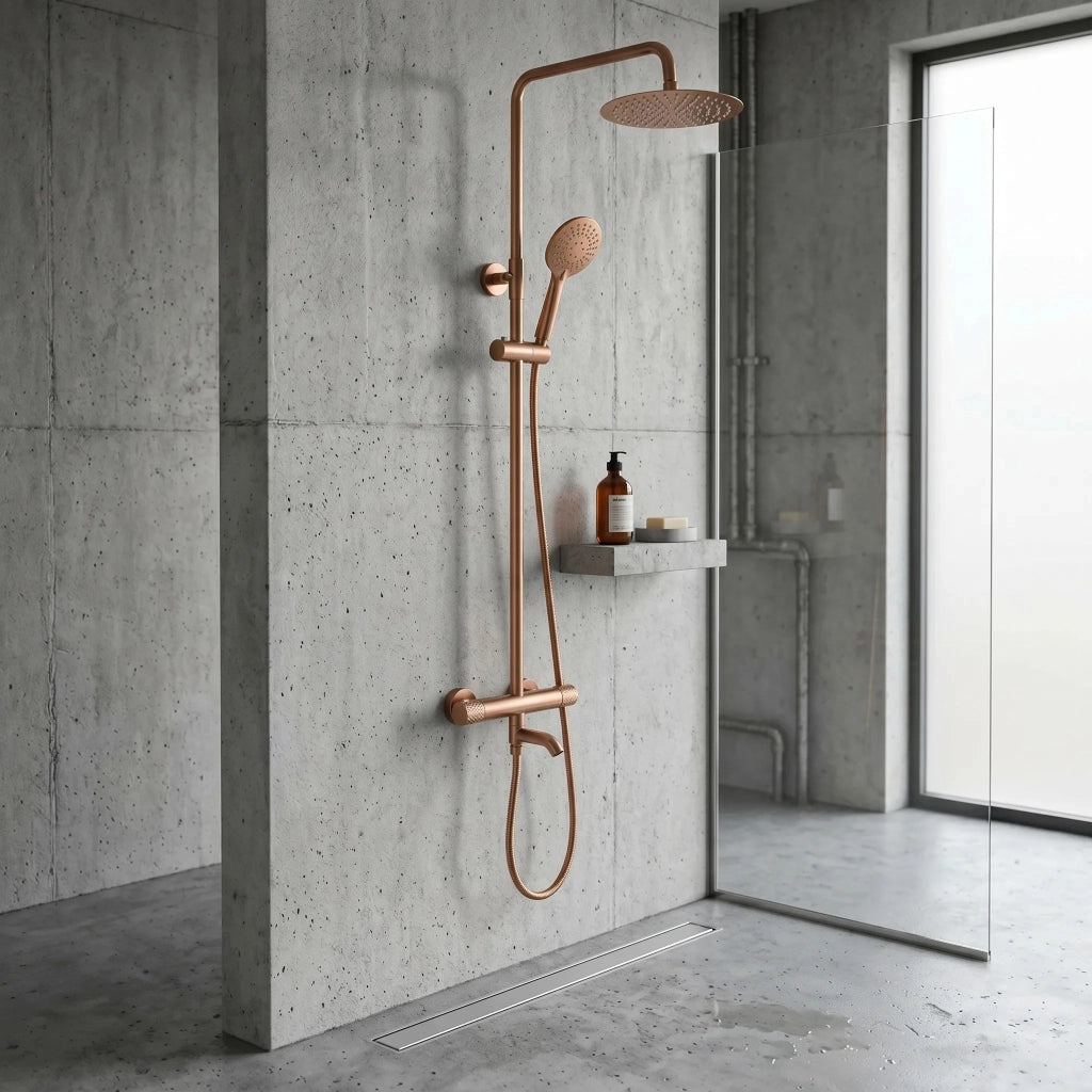 Set Doccia Da Incasso Con Termostatato Lungo Diamond Copper Brush