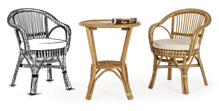 Tavolino da Giardino Ø60x70 cm in Rattan Vienna