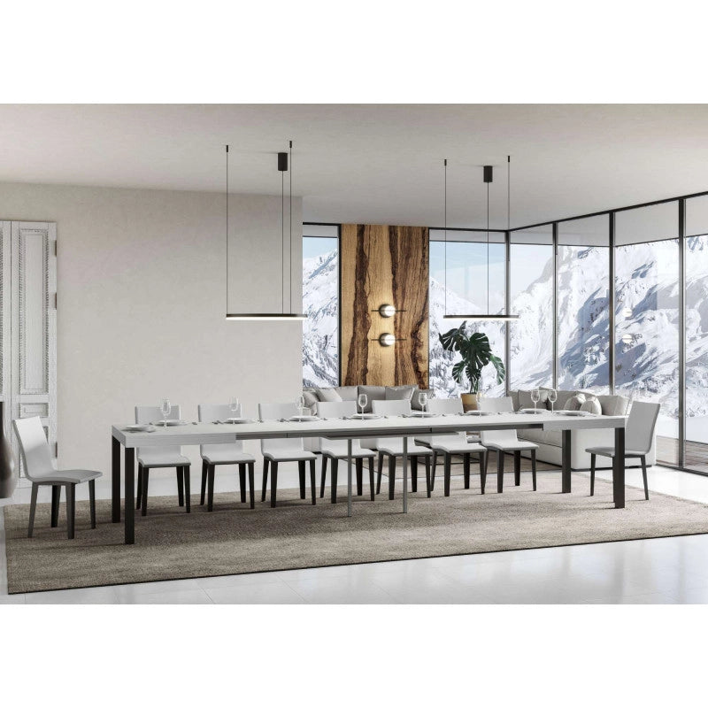 Tavolo allungabile 120/380x90 cm Everyday telaio Antracite - Bianco Frassino