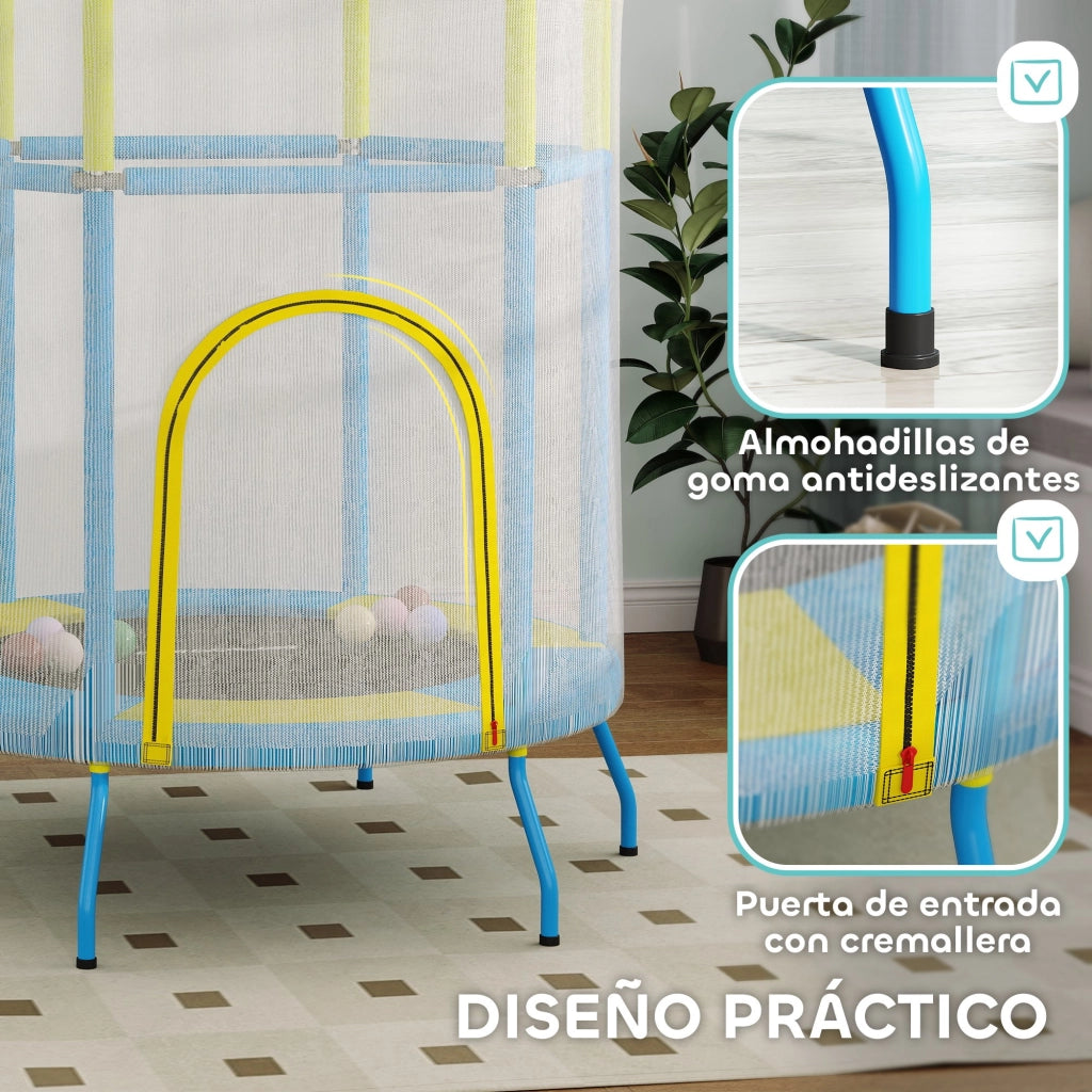 Trampolino per Bambini con Rete di Sicurezza ¨C zephmum ¨C 140cm ? Blu