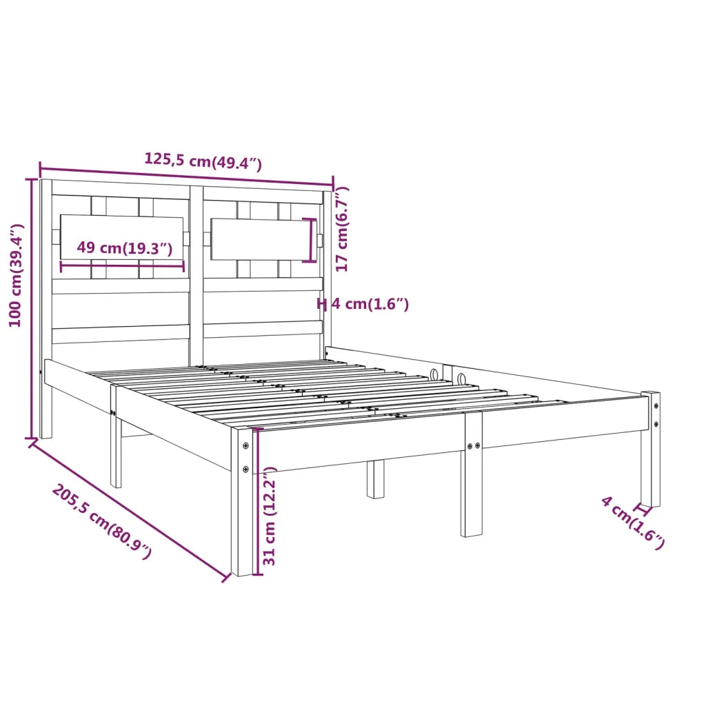 Giroletto-Struttura Letto in Legno Massello 120x200 cm 999197