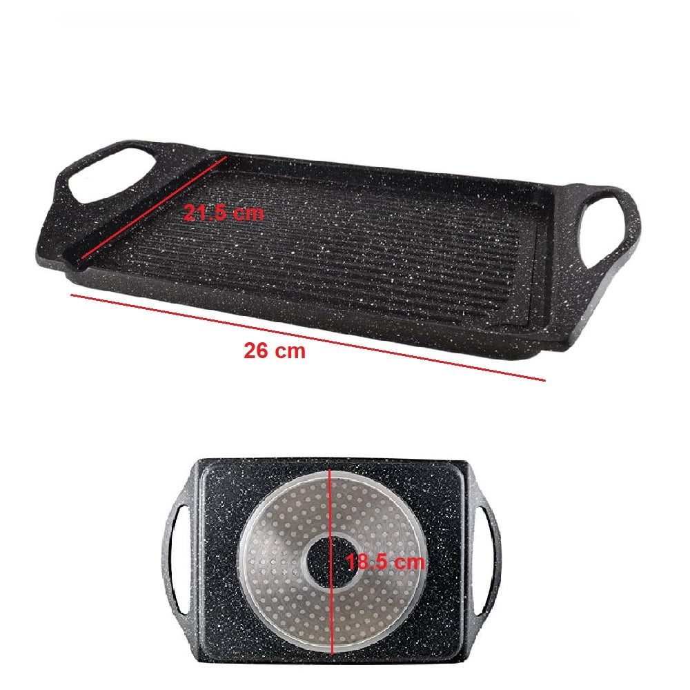 Bistecchiera in Alluminio Pressofuso 35x22cm Antiaderente Induzione Griglia Barbecue