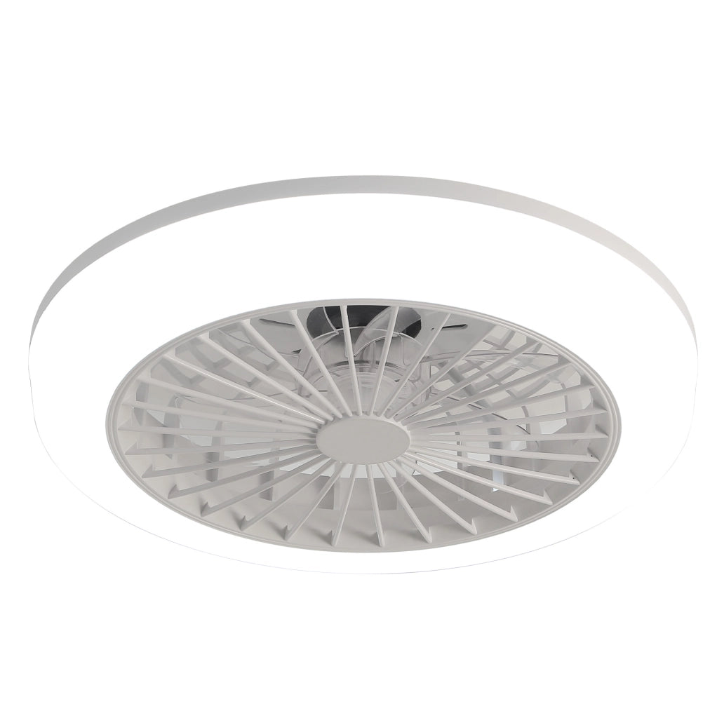 Ventilatore da soffitto senza pale 46 cm con luce a 3 colori e telecomando, motore DC reversibile, bianco