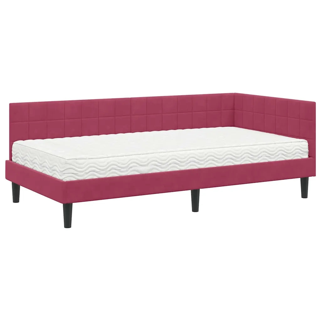 Struttura Letto Angolare con Materasso 2 pcs Verde Velluto 3393982
