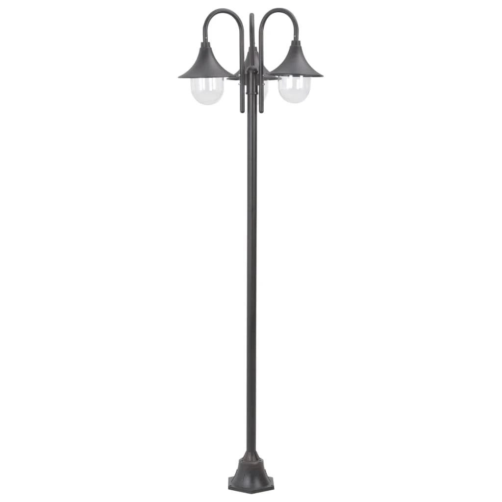 Lampada da terra da giardino E27 220 cm alluminio 3 lanterne marrone bronzo 02_0042541