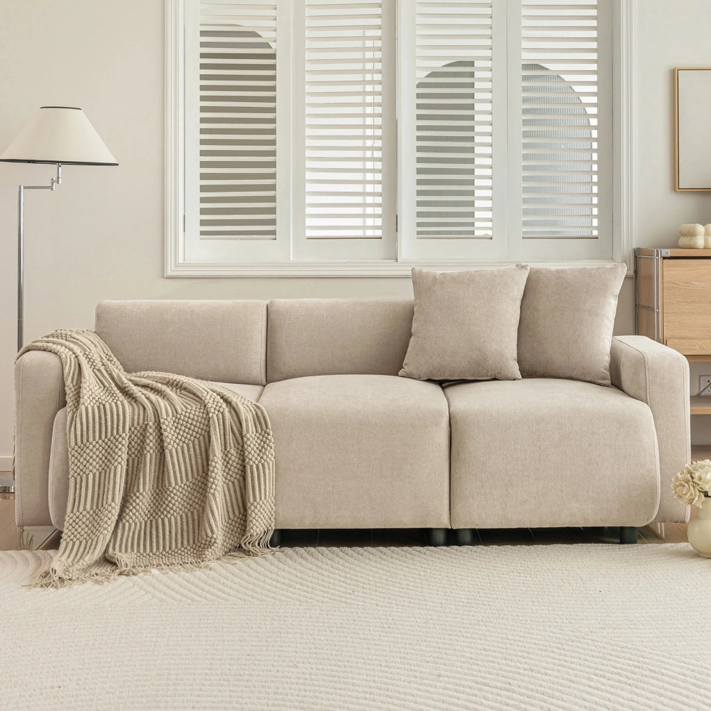 SOFA 3-4 posti 211x67x71 cm Chenille Beige