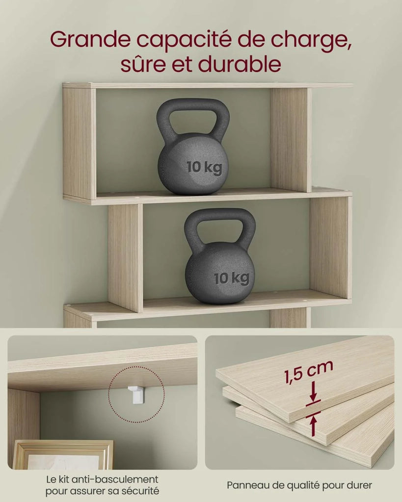 Libreria moderna a 6 ripiani divisorio contenitore per soggiorno camera da letto ufficio beige 12_0004222