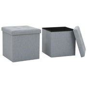Pouf Pieghevoli con Contenitore 2pz Grigio Chiaro in Simil Linocod mxl 70544