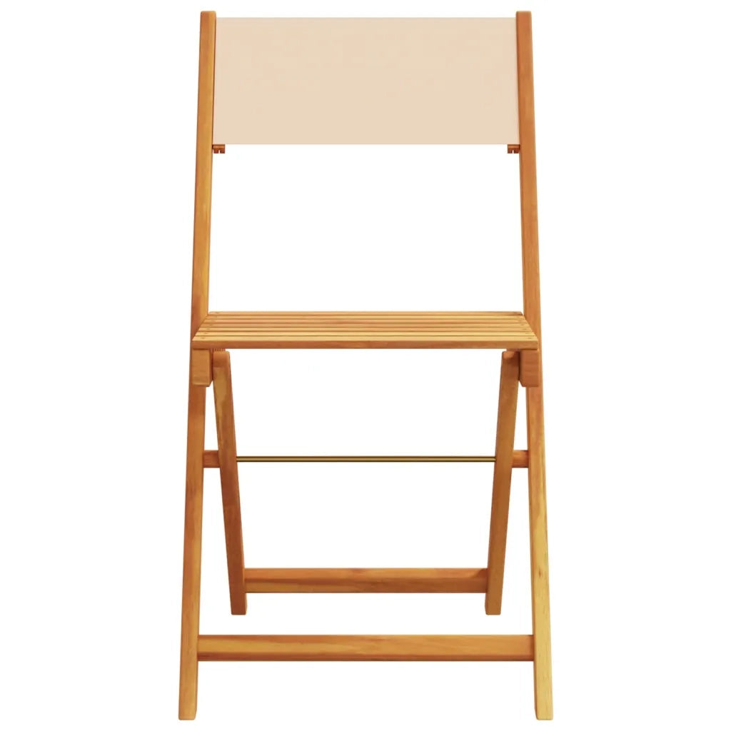 vidaXL Sedie da Bistrò 2pz Beige in Legno Massello di Acacia e Tessuto