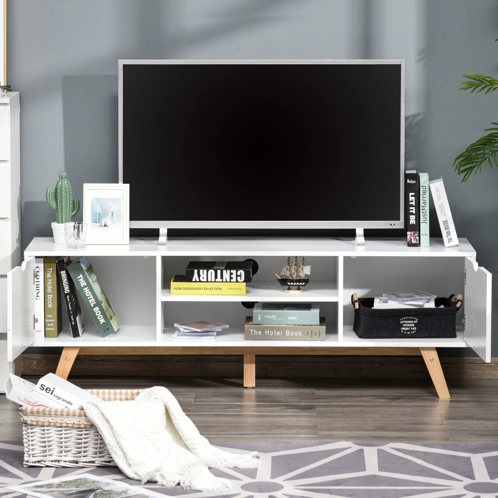 Mobile TV con 2 ante e 2 ripiani ¨C zephmum ¨C bianco legno 150x39x50 cm