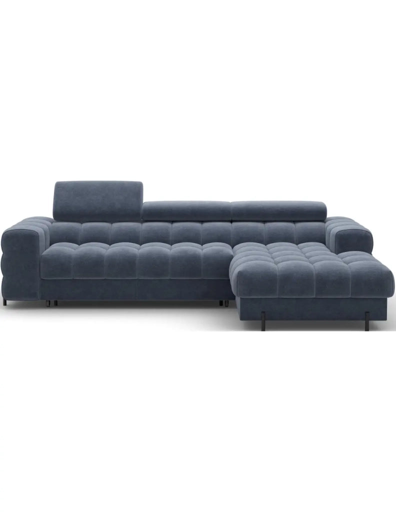 Divano ad angolo destro convertibile Blu design elegante 285x99x181cm FILTRO