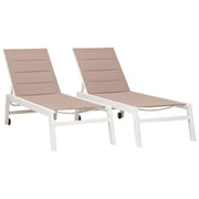 Set di 2 lettini BARBADOS in textilene tortora - alluminio bianco