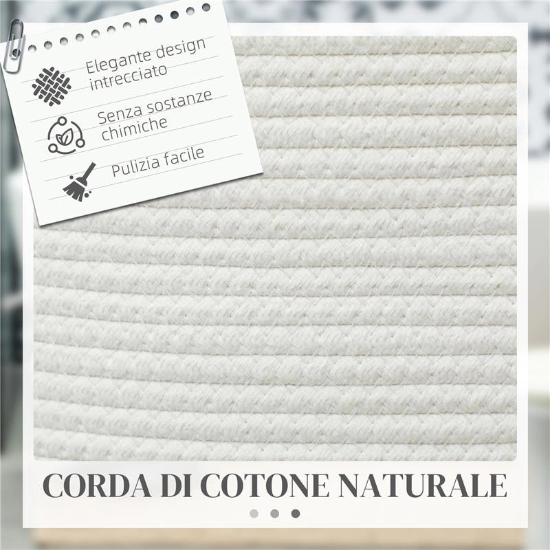 CESTO PORTABIANCHERIA DA 36L PORTATILE E PIEGHEVOLE CON MANICI IN COTONE NATURALE 38X45 CM CREMA