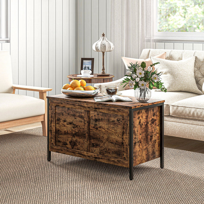 Cassapanca in Legno Stile Industriale 80x40x49cm Contenitore 95L Marrone