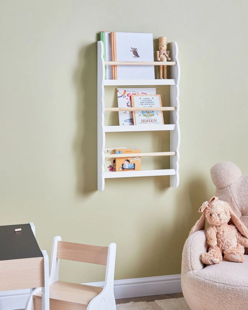 Libreria a muro bianco a 3 piani in legno di pino MDF Camera dei bambini
