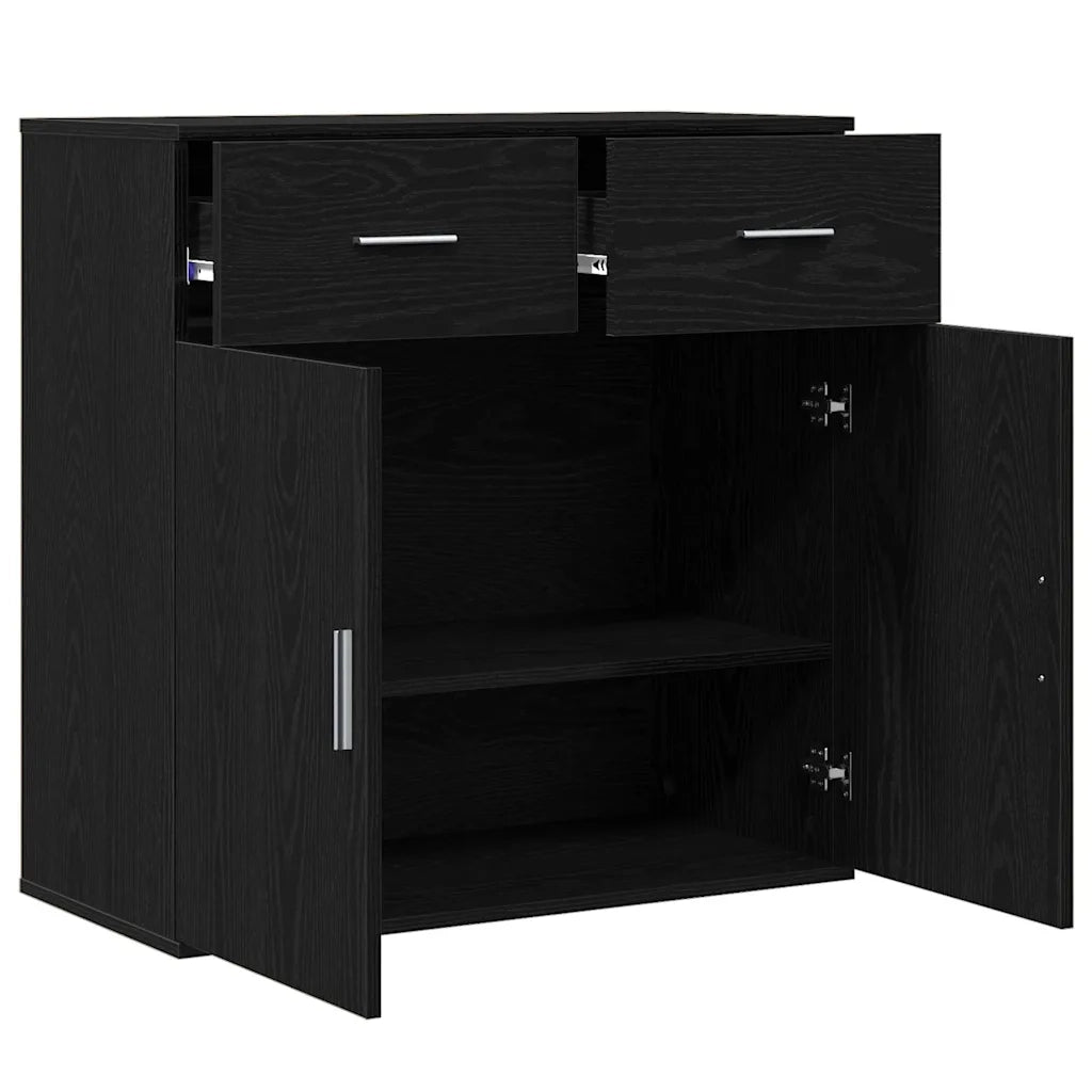 Credenza-Buffet-Armadio da cucina Rovere Nero 78 x 38 x 80 cm Legno multistrato