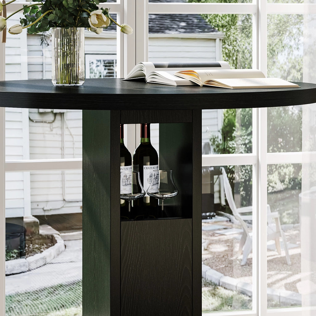 TAVOLO da bar rotondo 80 cm nero Set da 3 pezzi