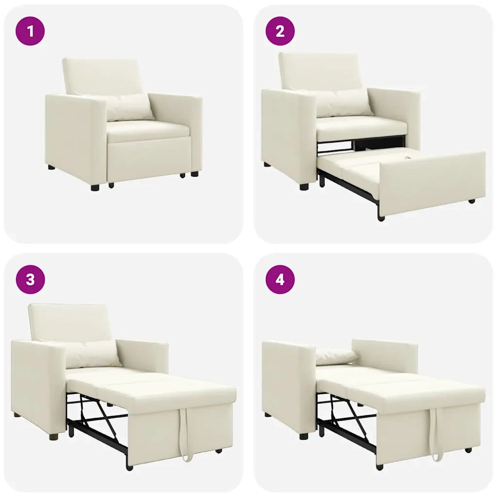 vidaXL Divano Letto Singolo Crema 90 x 165 x 87 cm Velluto