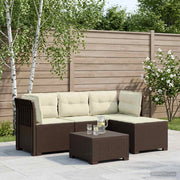 Divano da giardino 4 posti con cuscini aspetto rattan PP 3443946