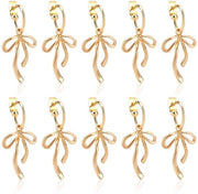 Orecchini a pendente in acciaio inossidabile - 5 paia - Design leggero per donne - Orecchini con lunga punta d'oro