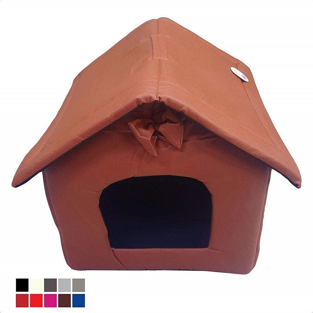 Trade Shop - Cuccia Casetta Letto Pieghevole Tenda Portatile Ecopelle 47x45x45 Cm Cane Gatto -