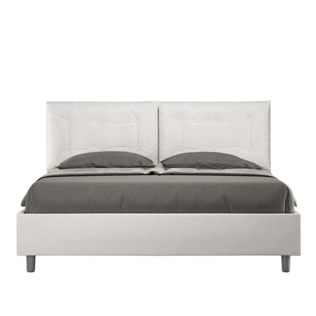 Letto matrimoniale con rete imbottito 160x210 similpelle bianco Annalisa
